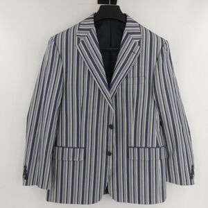 Hickey Freeman Lindsey‎ 100% Cotton 2-Button Sport Coat Blue Stripe 40S